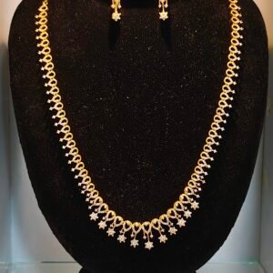 gold-plated long haram necklace set with American diamonds