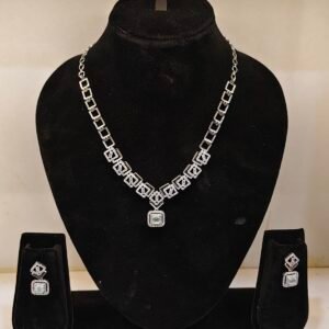 American diamond necklace set, which includes a necklace and matching earrings