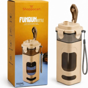 ProRocz India Funbun Leak-Proof Water Bottle, 650ML BPA-Free Portable Sport Bottle with Protective Silicone Sleeve